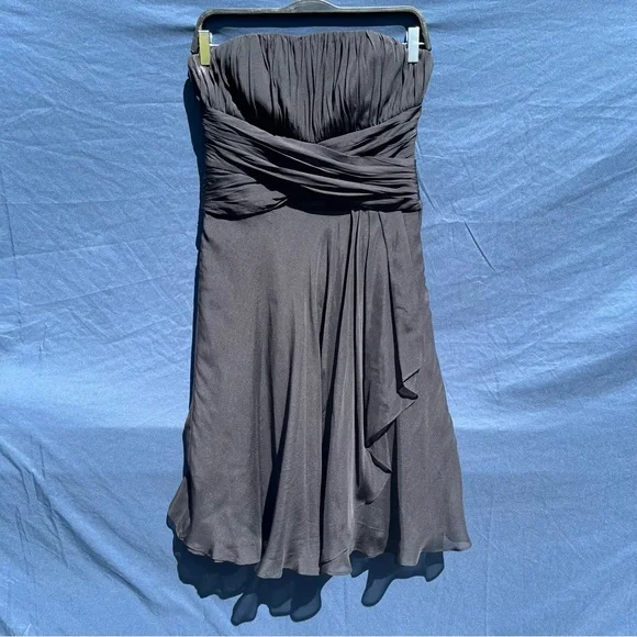 100% Silk WHBM Strapless Black Cocktail Homecoming Dress size 4 natural fibers - Picture 1 of 10